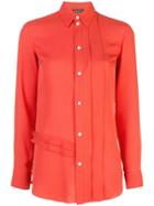 Derek Lam Long Sleeve Ruffle Edge Georgette Button-down Blouse - Red