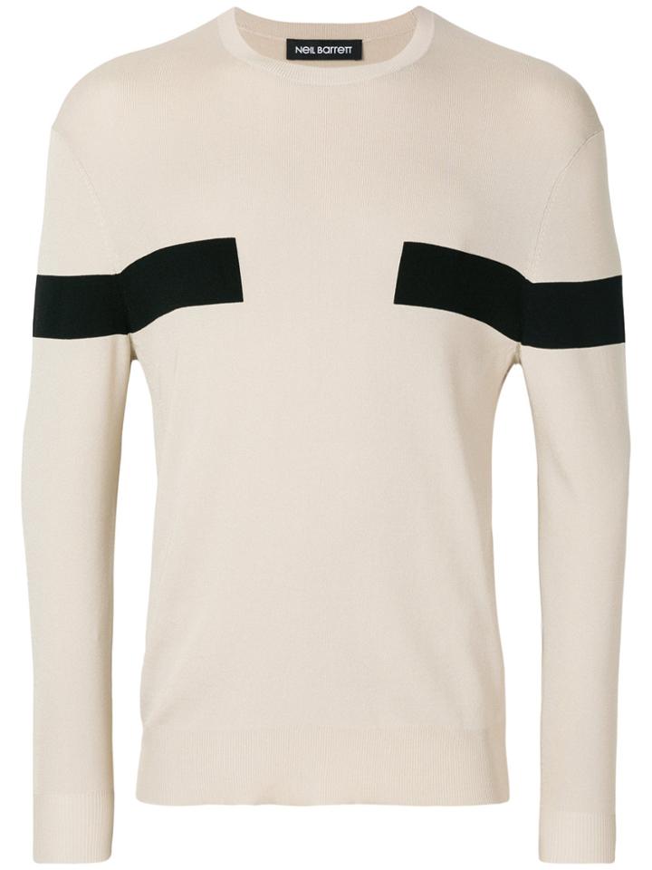 Neil Barrett Contrast Panelled Jumper - Nude & Neutrals