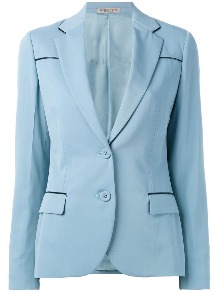 Bottega Veneta Two-button Blazer, Women's, Size: 44, Blue, Cupro/wool