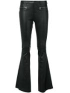 Sylvie Schimmel Flared Leather Trousers, Women's, Size: 40, Black, Lamb Skin/cotton/spandex/elastane