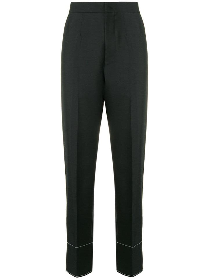 Y's High Waisted Logo Stripe Trousers - Black