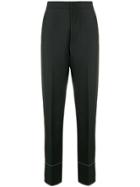 Y's High Waisted Logo Stripe Trousers - Black