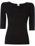 Armani Collezioni Scoop Neck T-shirt, Women's, Size: 44, Black, Viscose/spandex/elastane