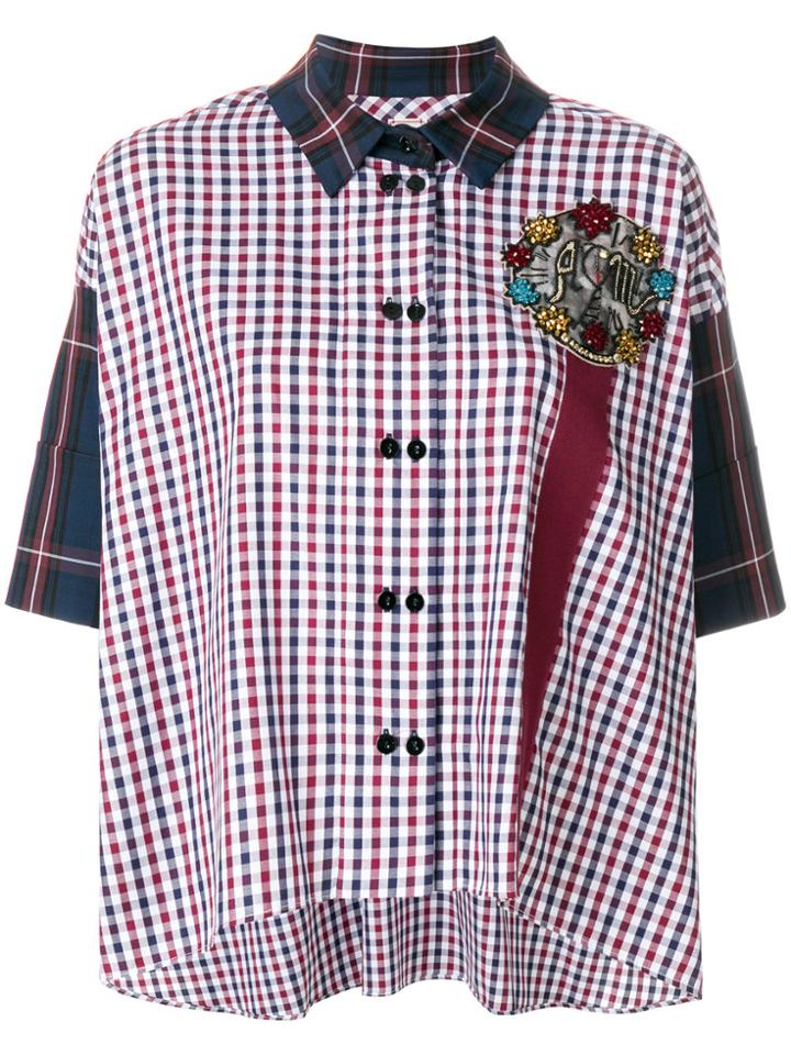 Antonio Marras Checked Embellished Shirt - Blue