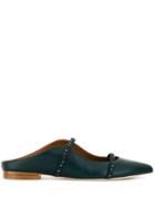 Malone Souliers Teal Maureen 10mm Crystal Leather Flat Shoes - Green