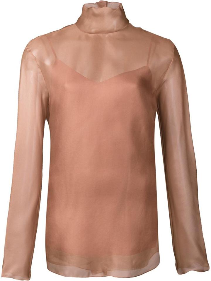 Nina Ricci Round Neck Blouse, Women's, Size: 36, Nude/neutrals, Silk