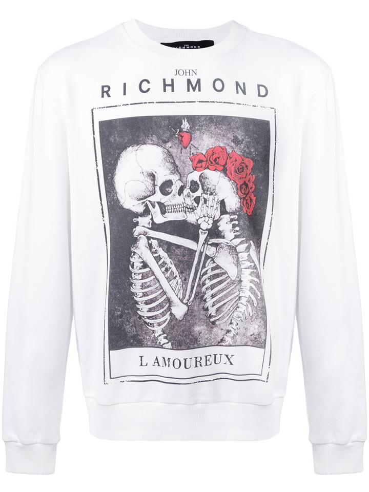 John Richmond - Skull Print Sweater - Men - Cotton/spandex/elastane - L, White, Cotton/spandex/elastane