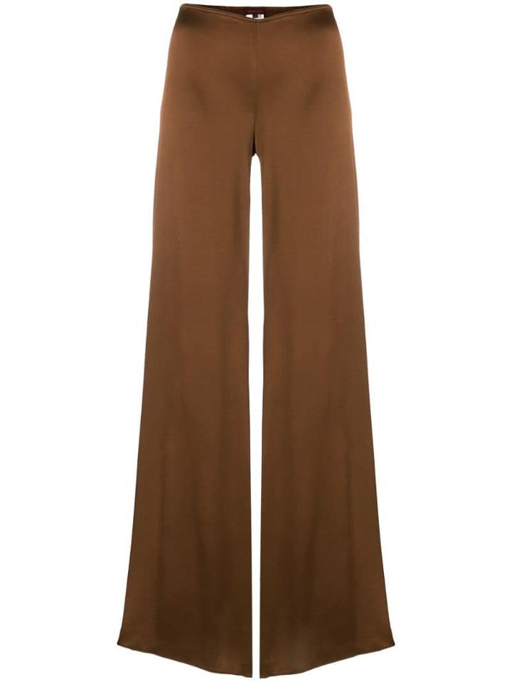 Romeo Gigli Pre-owned Glossy Flared Trousers - Brown