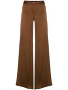 Romeo Gigli Pre-owned Glossy Flared Trousers - Brown