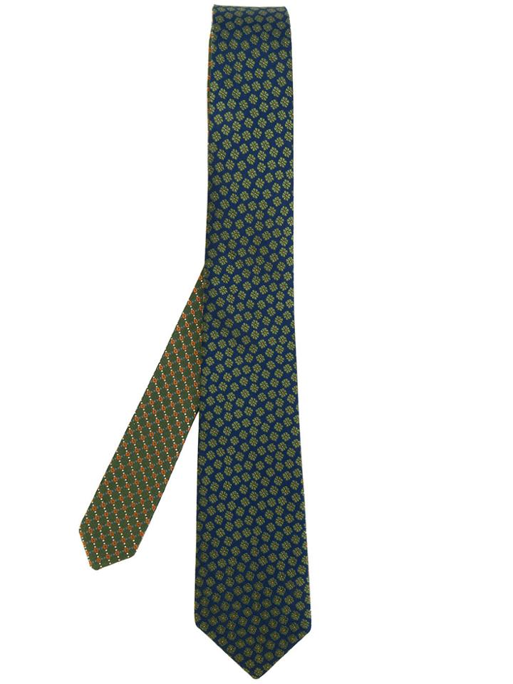 Canali Floral Embroidered Tie - Green