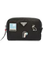 Prada Enamelled Appliqué Wristlet - Black