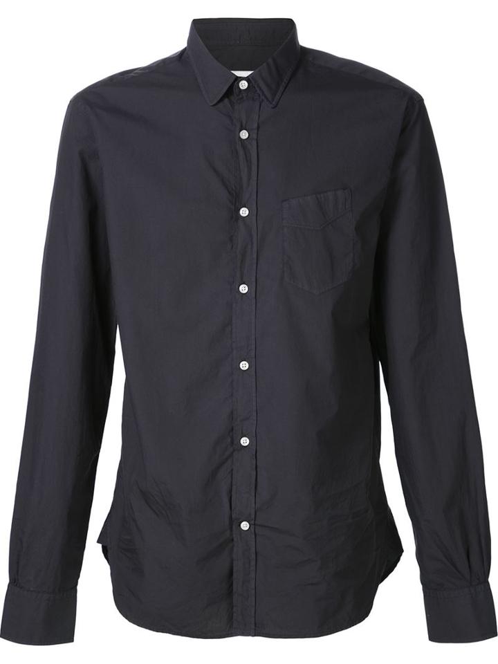 Officine Generale Classic Shirt, Men's, Size: Large, Black, Cotton