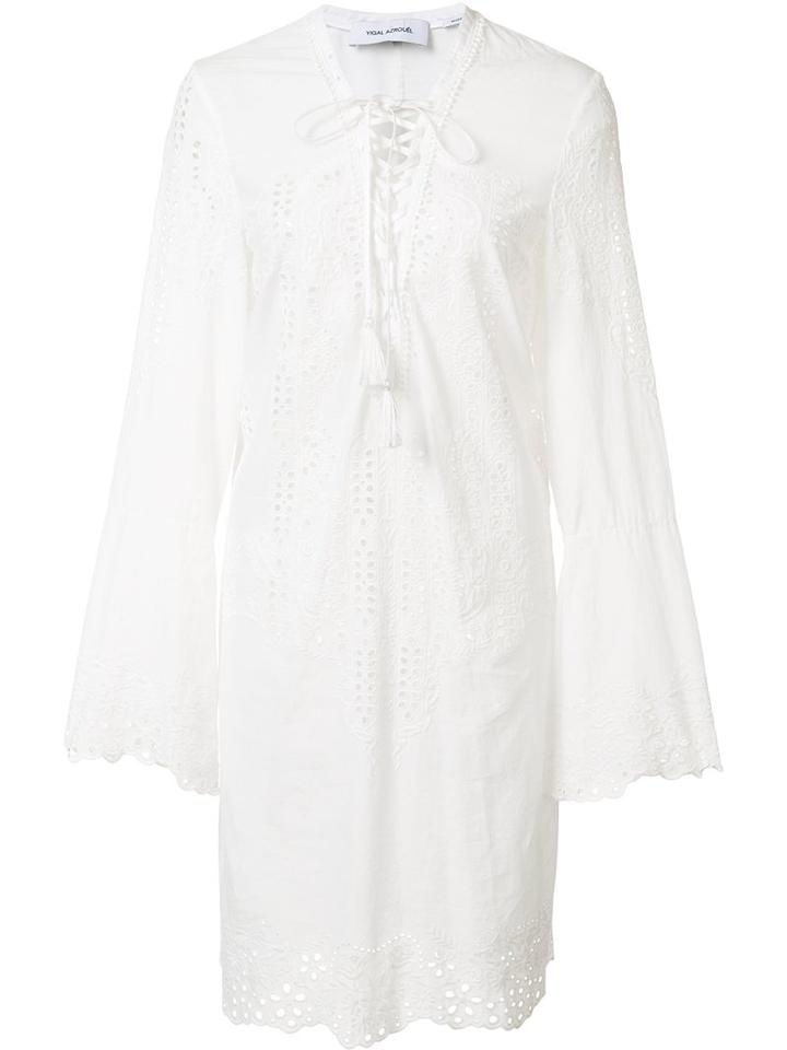 Yigal Azrouel Embroidered Eyelet Dress, Women's, Size: 10, White, Cotton