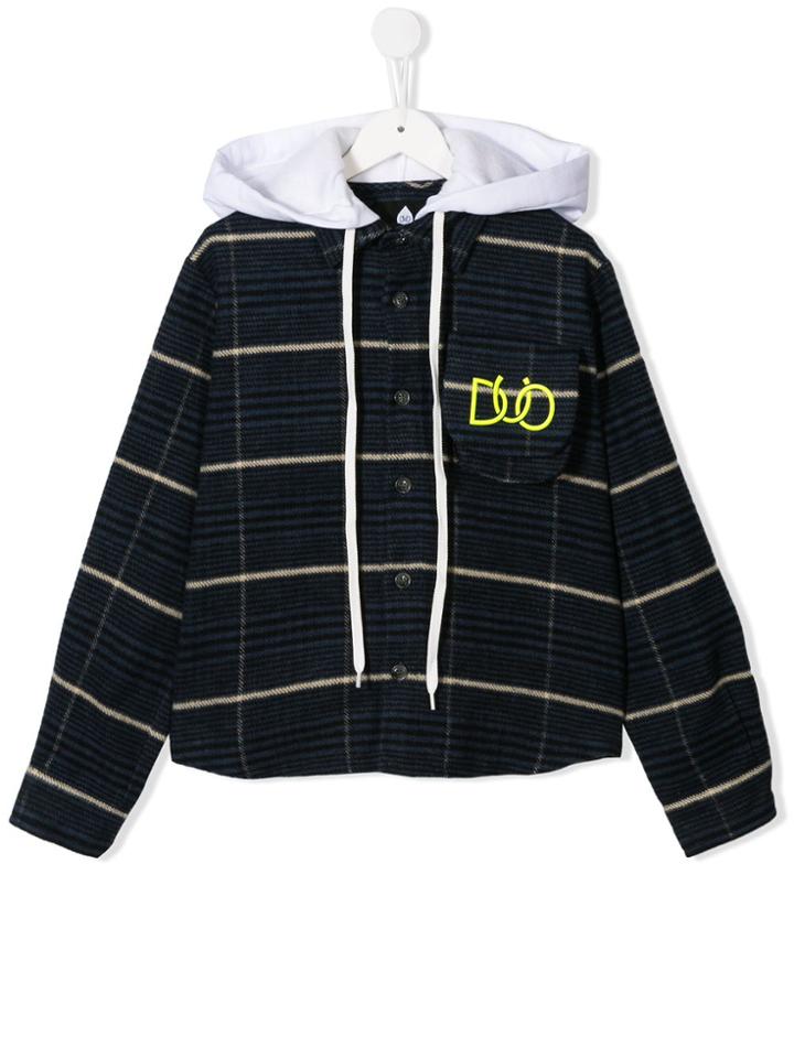 Natasha Zinko Kids Teen Cotton Hooded Shirt - Blue