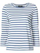 A.p.c. - Three-quarters Sleeve Striped T-shirt - Women - Cotton - 36, Blue, Cotton