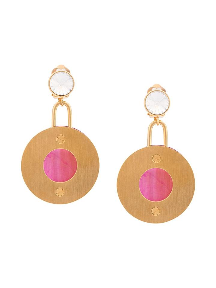 Marni Disc Drop Earrings - Pink & Purple