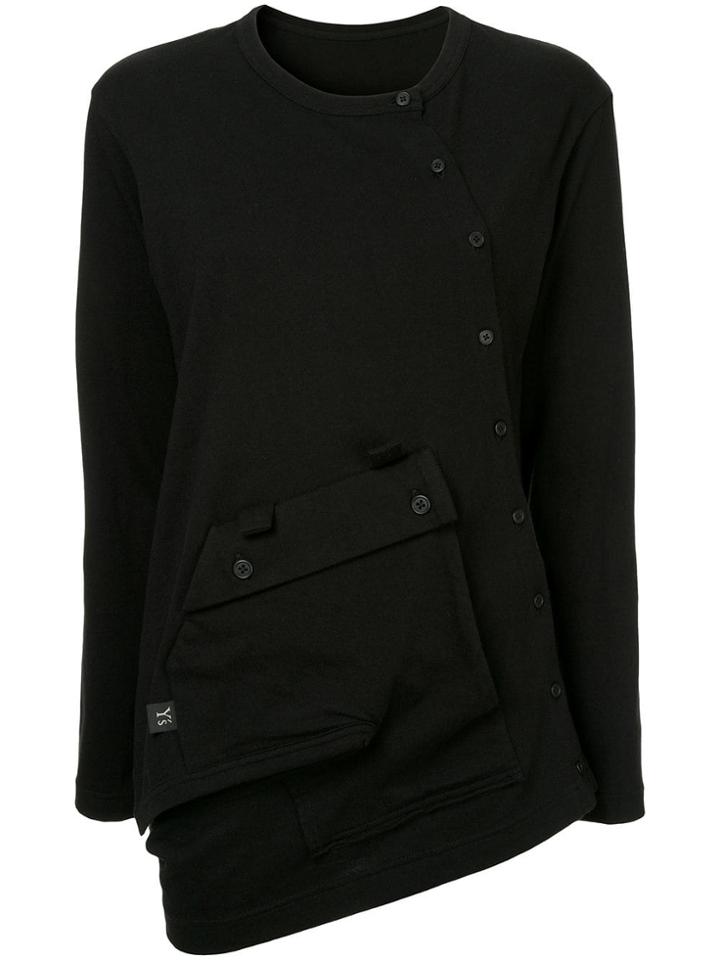 Y's Buttoned Oversize T-shirt - Black