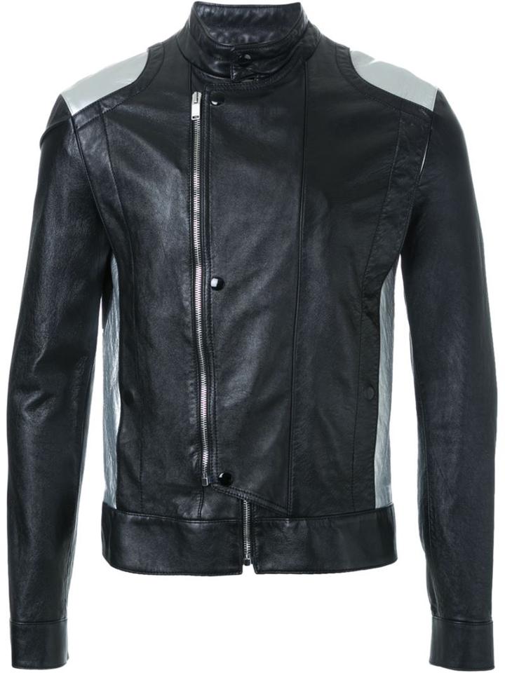 Saint Laurent Band Collar Jacket, Men's, Size: 50, Black, Lamb Skin