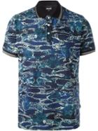 Just Cavalli Abstract Print Polo Shirt, Men's, Size: Xxl, Blue, Cotton/spandex/elastane