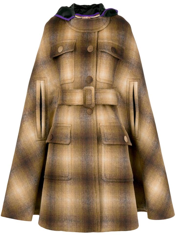 No21 Hooded Cape Coat - Brown