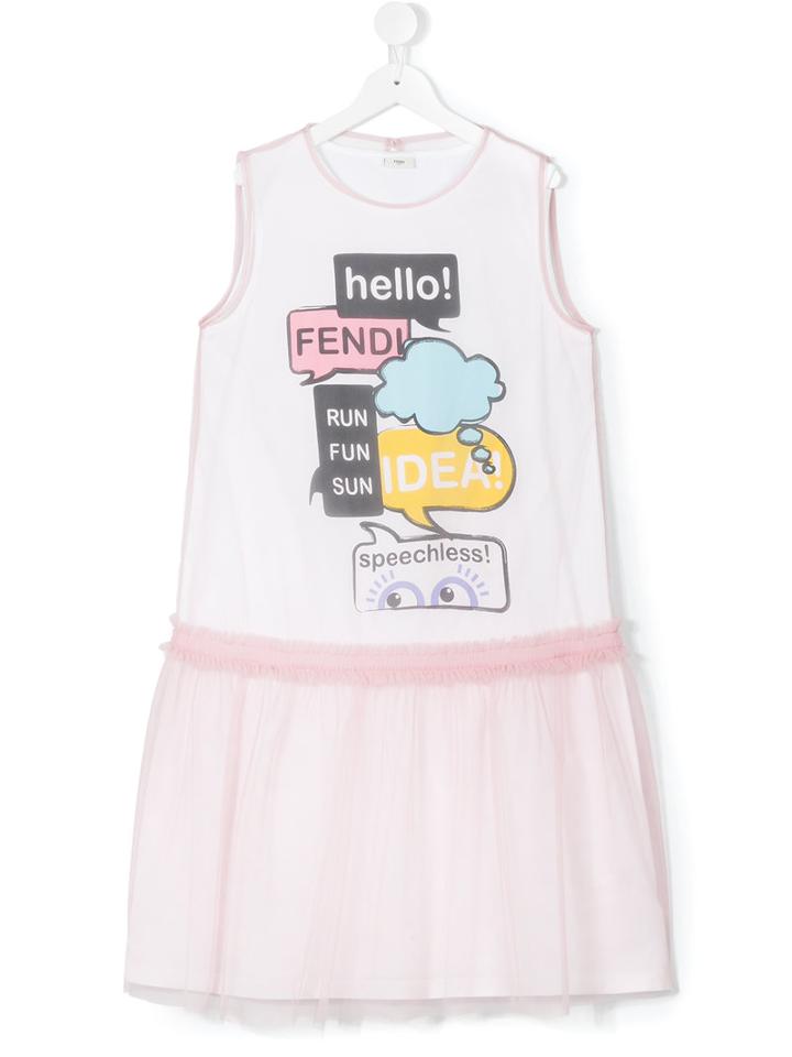 Fendi Kids - Teen Sleeveless Tulle Skirt Dress - Kids - Cotton/polyamide/spandex/elastane - 14 Yrs, Pink/purple