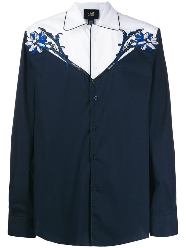 Cavalli Class Appliqué Detail Shirt - Blue