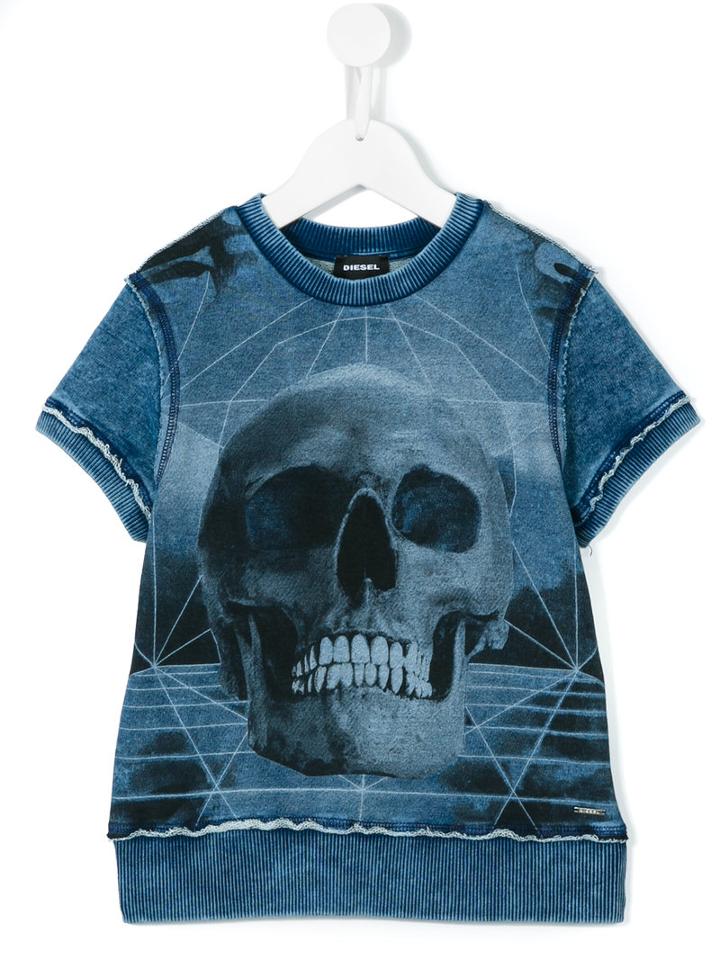 Diesel Kids - Skull Print T-shirt - Kids - Cotton - 9 Yrs, Blue