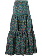 La Double J Floral Print Maxi Skirt, Women's, Size: Small, Blue, Polyamide
