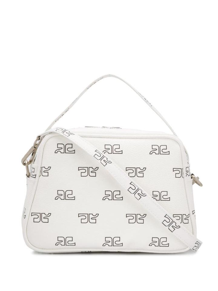 Courrèges Logo Print Cross Body Bag - White