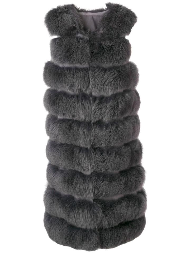 Liska Sleeveless Midi Coat - Grey