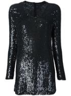Beau Souci Sequined Long Sleeve Dress, Women's, Size: Xs, Black, Silk/sequin