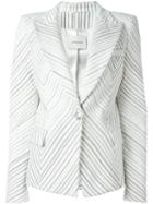 Pierre Balmain Striped Blazer, Women's, Size: 40, White, Acrylic/cotton/polyester/viscose