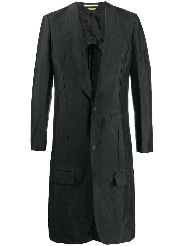 Comme Des Garçons Homme Plus Long Single-breasted Coat - Black