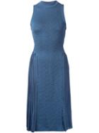 Nina Ricci Sleeveless Pleated Dress, Women's, Size: Medium, Blue, Viscose/polyamide/spandex/elastane