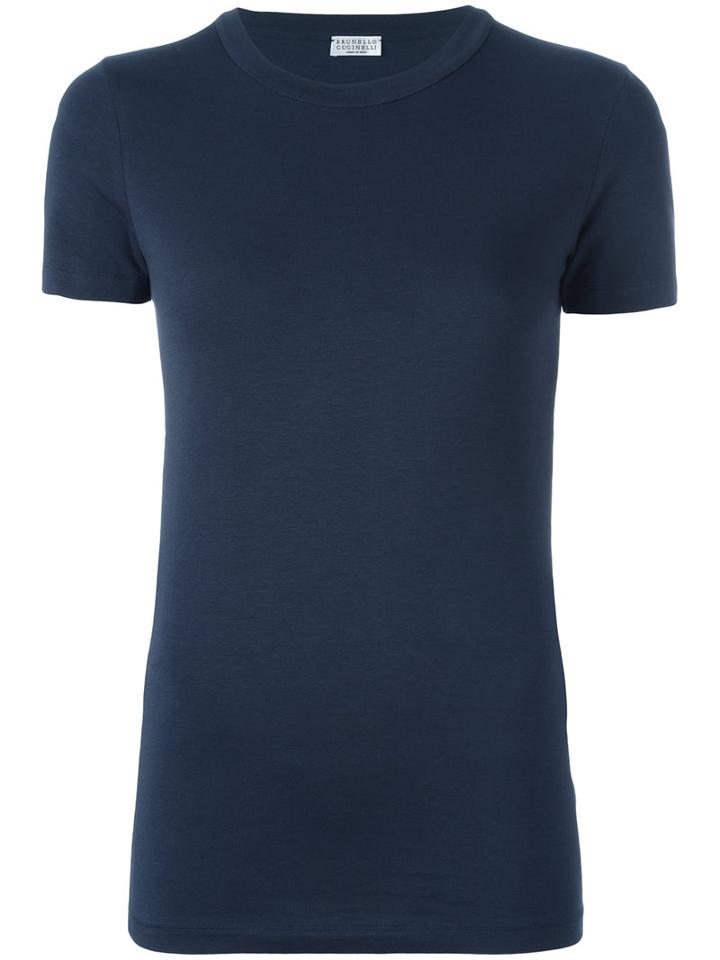 Brunello Cucinelli Round Neck T-shirt, Size: Medium, Blue, Cotton/spandex/elastane/brass