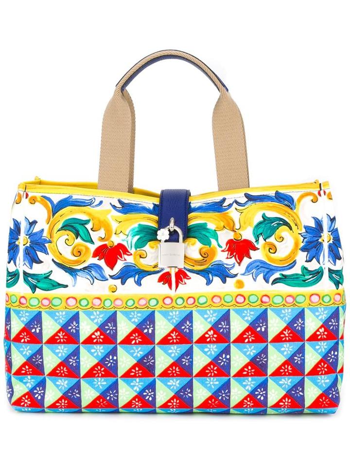 Dolce & Gabbana Mambo Print Shopper Tote, Women's, Polyester/leather