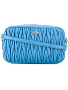 Miu Miu Embossed Rectangular Crossbody Bag, Women's, Blue, Lamb Skin