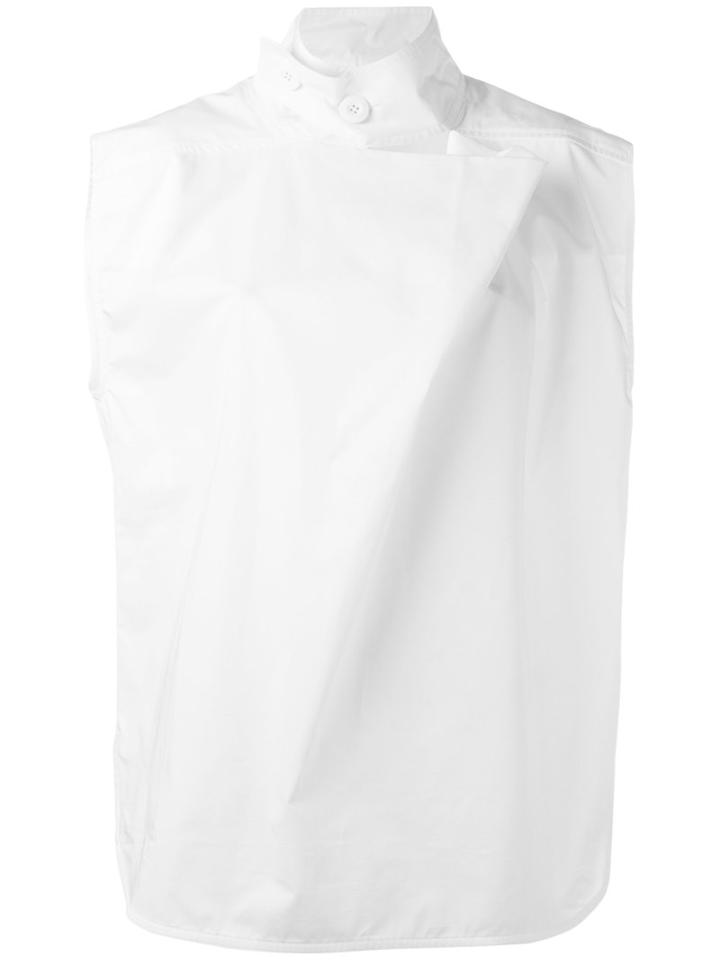 Marni - Asymmetric Mandarin Collar Blouse - Women - Cotton - 42, White, Cotton