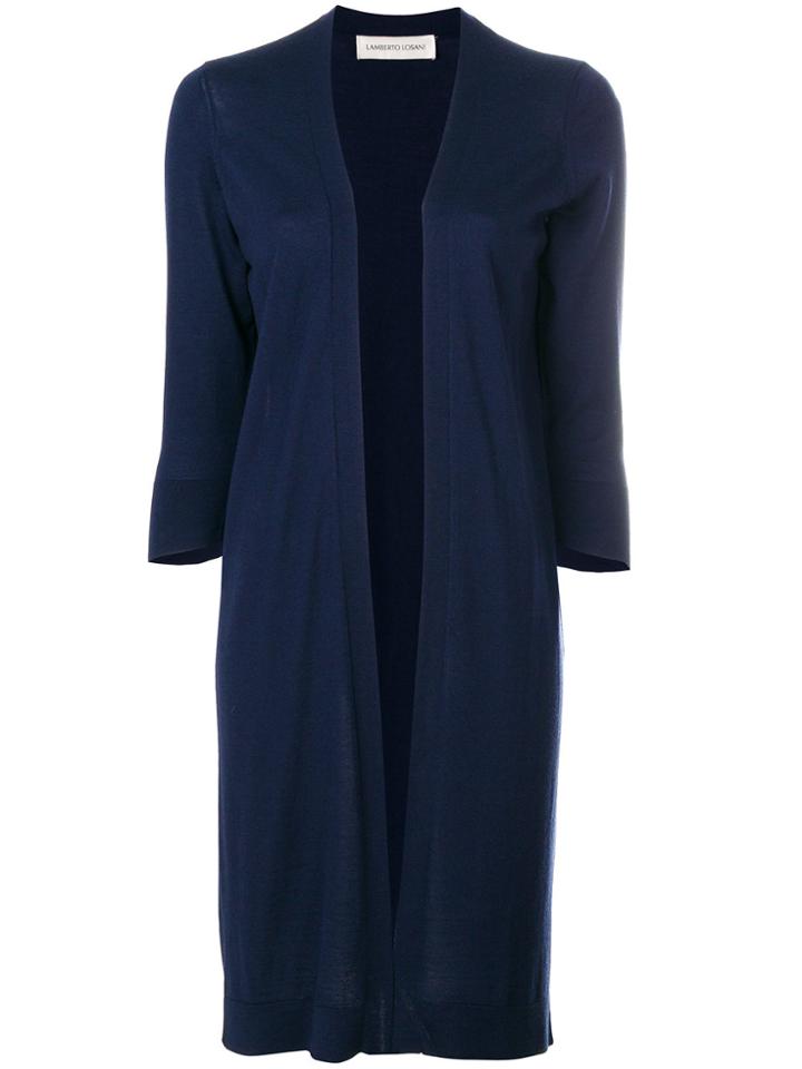 Lamberto Losani Long Open Cardigan - Blue