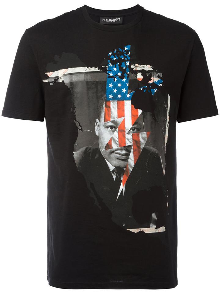 Neil Barrett Martin Luther King T-shirt, Men's, Size: Xl, Black, Cotton