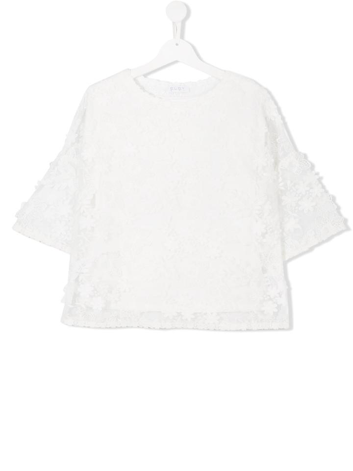 Elsy Teen Broderie Anglaise Top - White