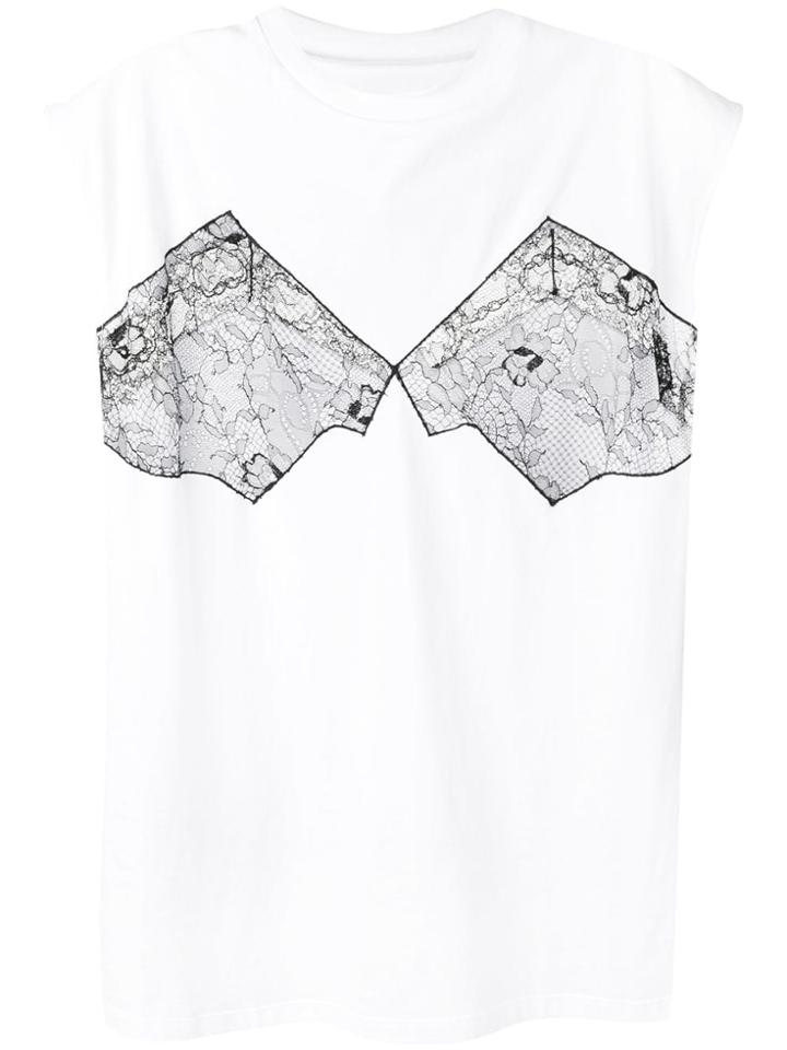 Maison Margiela Lace-panelled T-shirt - White
