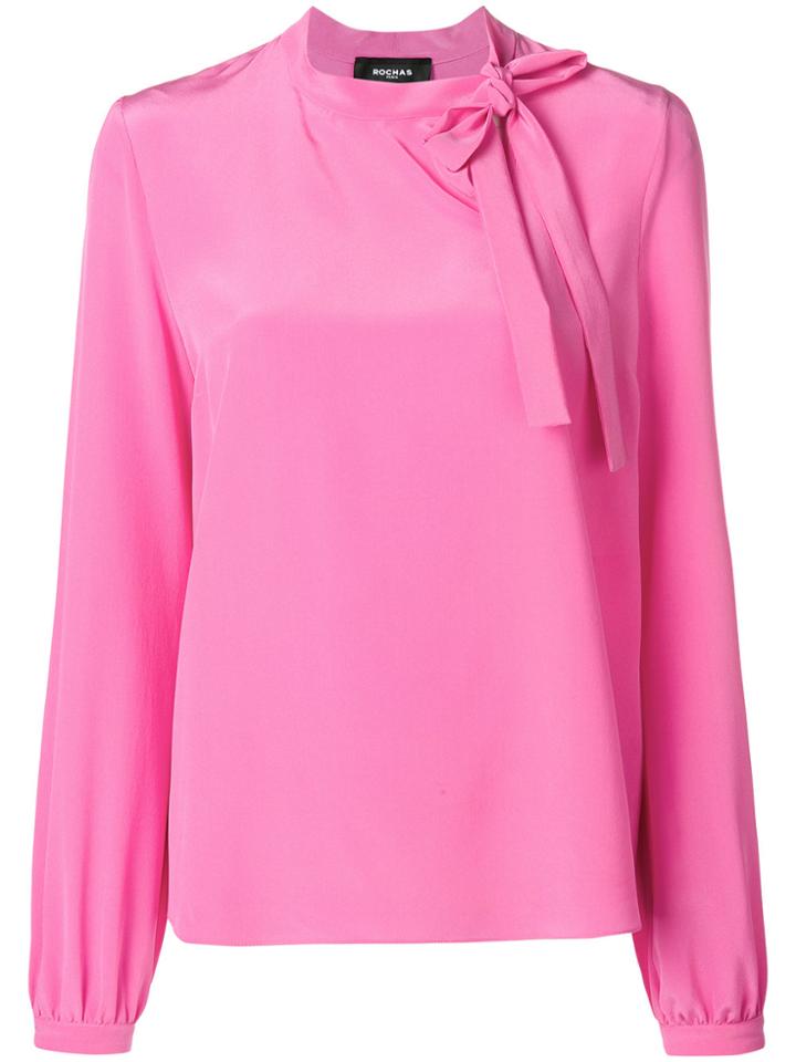 Rochas Bow Front Boxy Blouse - Pink & Purple