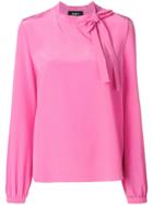 Rochas Bow Front Boxy Blouse - Pink & Purple