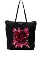 Prada Rose Print Shoulder Bag - Red