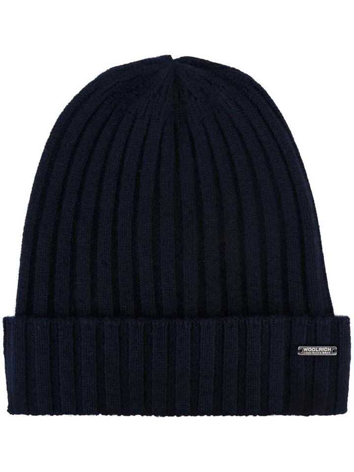 Woolrich Ribbed Beanie Hat, Men's, Size: Large, Blue, Cashmere