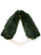Twin-set Faux-fur & Pearl Scarf, Women's, Green, Polyester