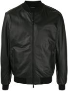 Ermenegildo Zegna Leather Bomber Jacket - Black