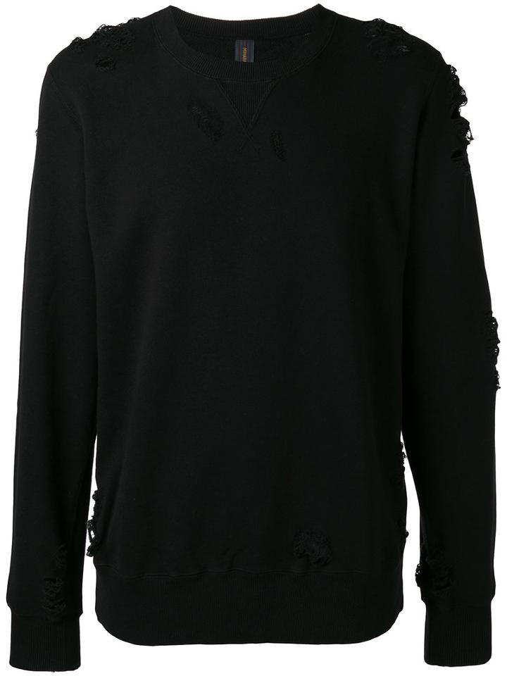 Maison Mihara Yasuhiro Distressed Sweatshirt, Men's, Size: 48, Black, Cotton