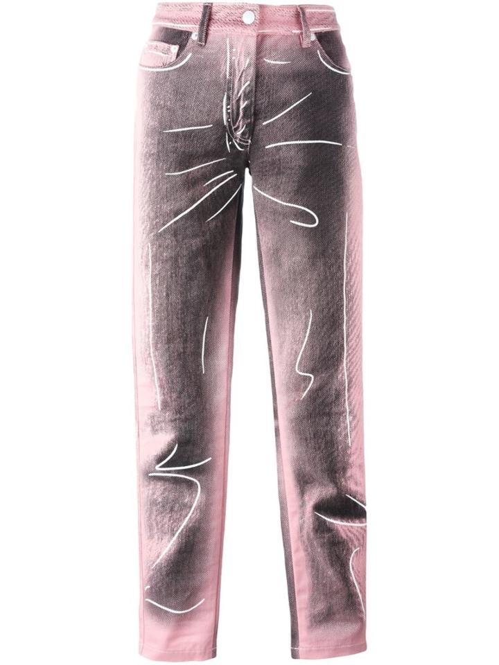 Moschino Trompe-l'ail Jeans, Women's, Size: 42, Pink/purple, Cotton/other Fibres